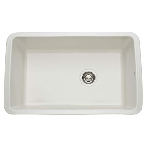 ROHL Allia Undermount Fireclay 31 in. Single Bowl Kitchen Sink in Biscuit