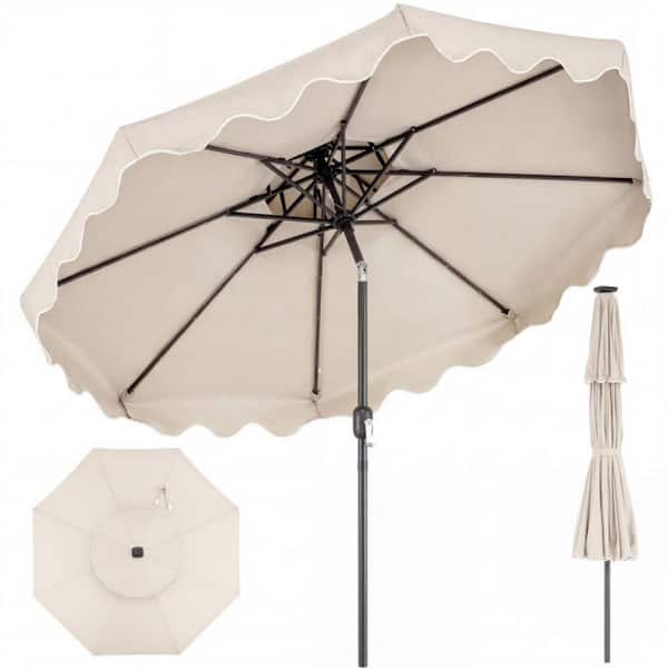 9 ft. Outdoor Patio Umbrella with Tilt Adjustment and Crank in Beige
