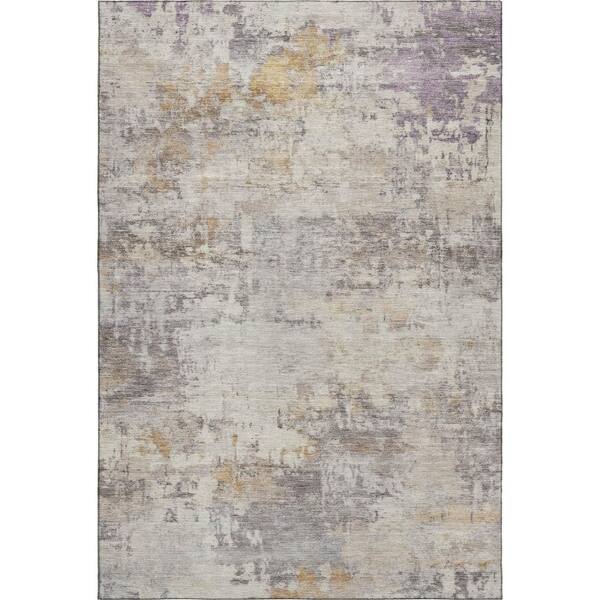 Mayfield Premium Machine Washable Abstract AMF2371 Linen 9 ft. x 12 ft. Area Rug