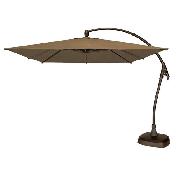 Swim Time Seabrooke 10 sq. ft. Cantilever Patio Umbrella with Base in Champagne O'Bravia-DISCONTINUED