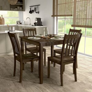 Sherry 5-Piece Square Espresso Wood Top Dining Room Seats-4