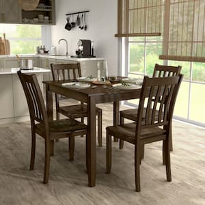 Sherry 5-Piece Square Walnut Wood Top Dining Room (Seats-4)