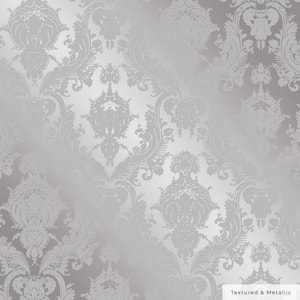 Metallic Platinum Damsel Vinyl Peel and Stick Textured Wallpaper Roll (Covers 28 sq. ft.)