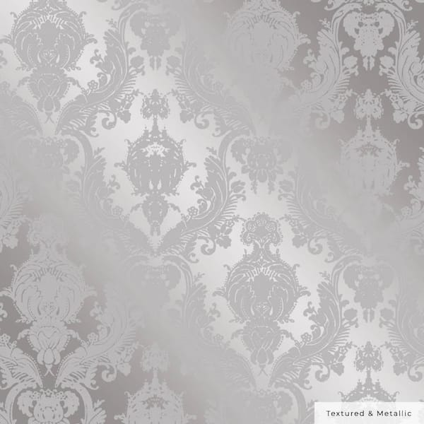 Tempaper Metallic Platinum Damsel Vinyl Peel and Stick Textured Wallpaper Roll (Covers 28 sq. ft.)