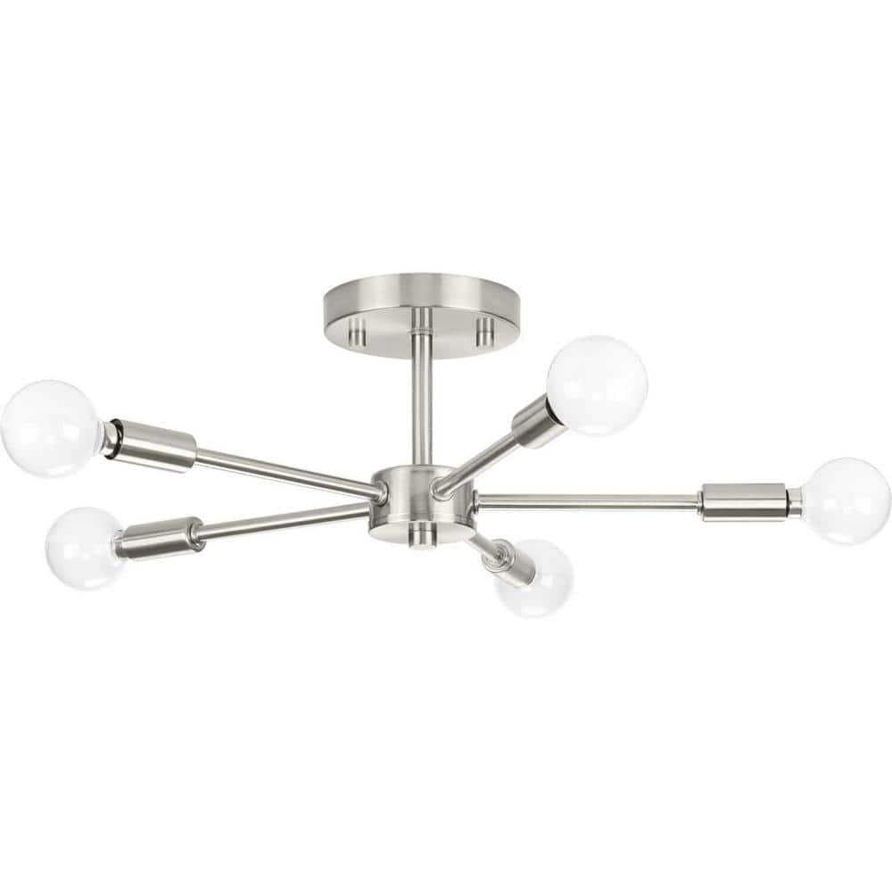Delayne 16'' Brushed Nickel 5-Light Semi-Flush Mount