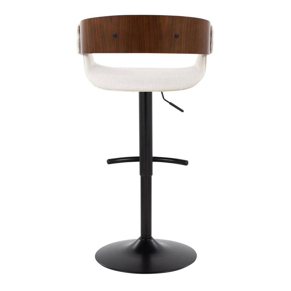 Set of 2 Adjustable Walnut and Cream Swivel Barstools