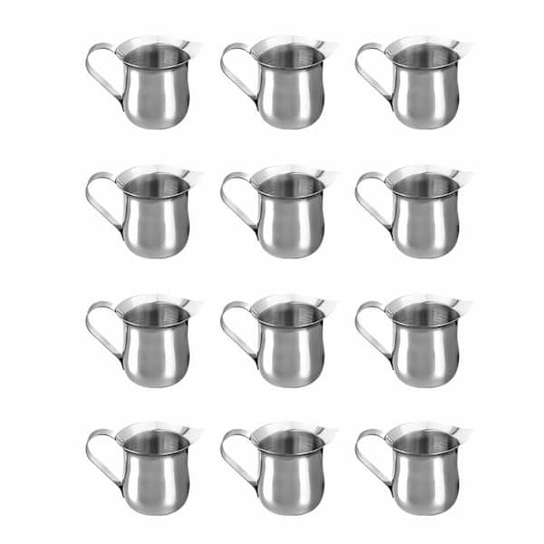 12-Pack 3 oz Stainless Steel Bell Creamer Pitchers, Mirror Finish, Drip-Free Spout for Cream Milk Syrup