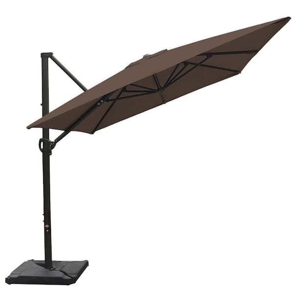 Abba Patio 8 ft. x 10 ft. Rectangular Cantilever Push Tilt Patio Umbrella in Cocoa