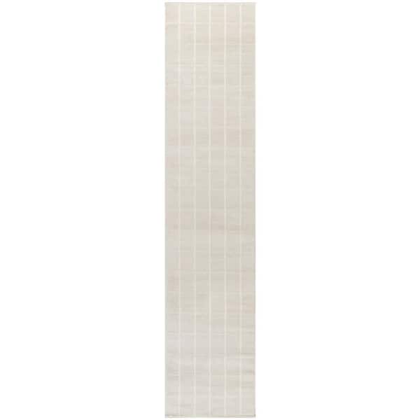 Serenity Home Ivory 2 ft. x 6 ft. Linear Contemporary Runner Area Rug