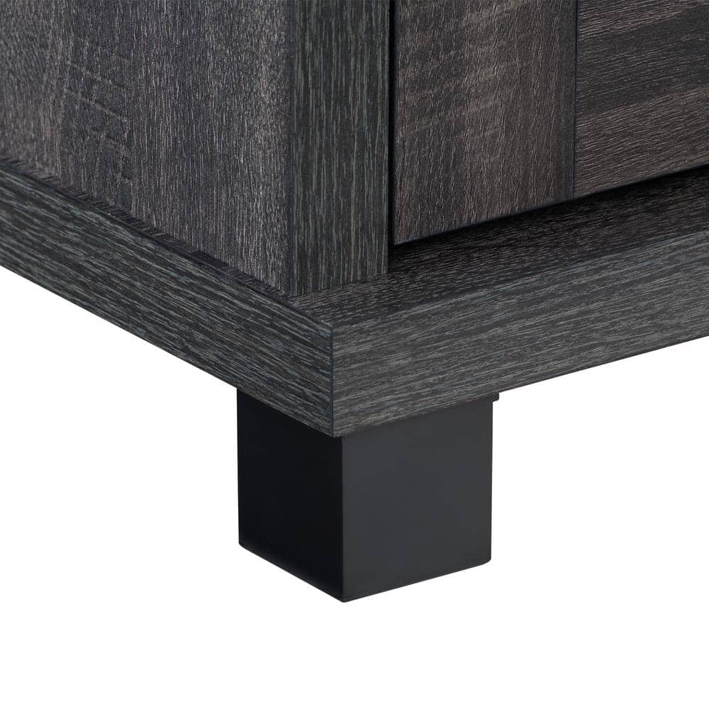 Fremont 84" Dark Gray Engineered Wood TV Stand with Glass Cabinets