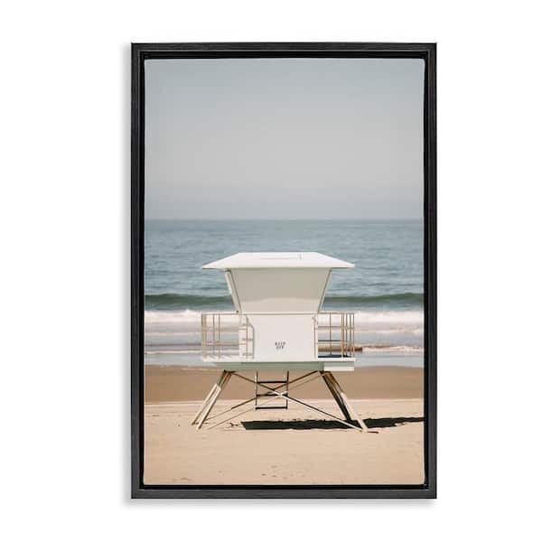 Stupell Industries Surf Shack on Shore by Crystal Lynn Collins Black Floater Frame Coastal Graphic Art Print 25 in. x 17 in.