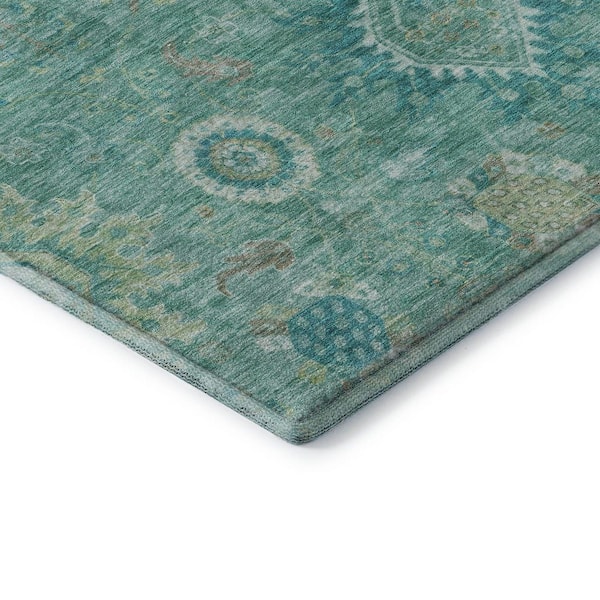Mayfield Premium Machine Washable Abstract AMF1927 Teal 8 ft. x 10 ft. Area Rug