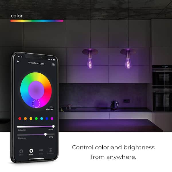 7-Watt (60-Watt Equivalent) ST19 Shape E26 Base Wi-Fi Smart LED Light Bulb, Multi-Color Changing RGB, Tunable White