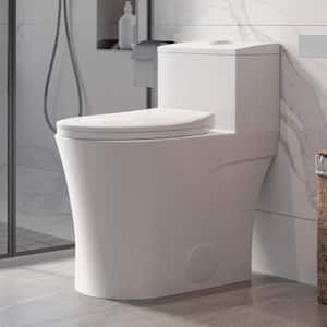 One-Piece 10 in. Rough-In 0.8/1.28 GPF Dual Flush Elongated Toilet in White, High-Efficiency WaterSense Toilet