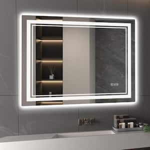 Front Light and Backlit Mirror 40 in. W x 32 in. H Rectangular Frameless Anti-Fog Lighted Wall Bathroom Vanity Mirror