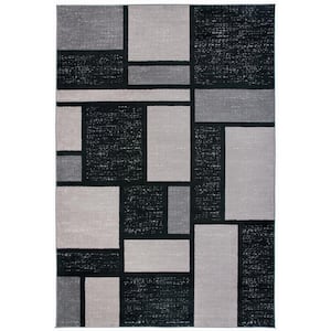 Modern Boxes Geometric Gray 5 ft. 3 in. x 7 ft. 3 in. Indoor Area Rug