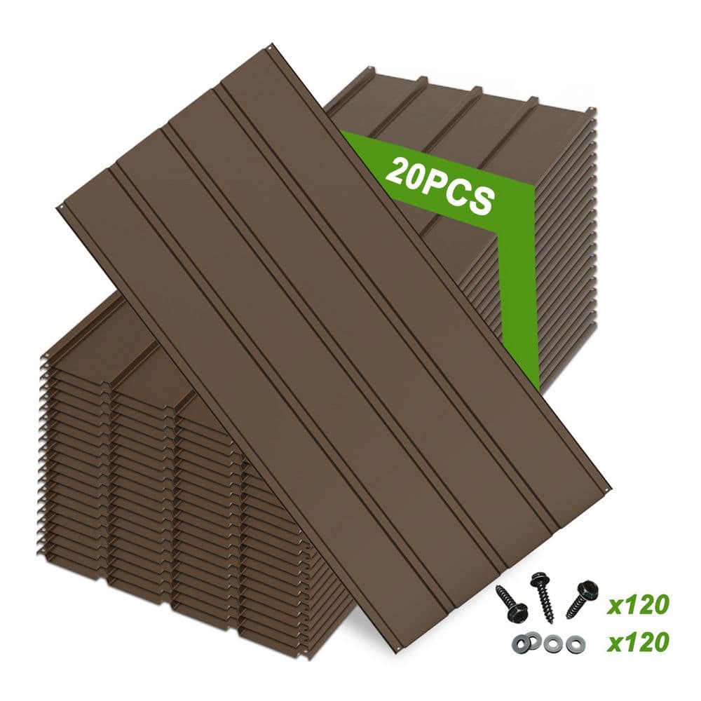 42.52 in. W x 19.69 in. H Brown Metal Outdoor Privacy Fence （20 Pcs） price history on PriceWatchPro