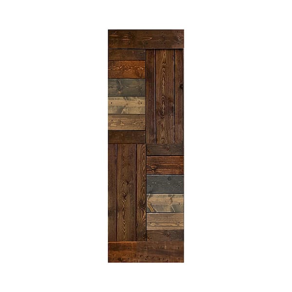 ISLIFE S Series 30 in. x 84 in. Multicolour Finished DIY Solid Wood Barn Door Slab - Hardware Kit Not Included