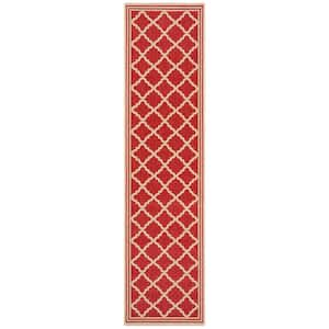 Beach House Red/Cream 2 ft. x 8 ft. Trellis Indoor/Outdoor Patio  Runner Rug