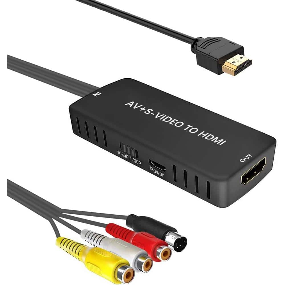 AV to HDMI Adapter 1080P/720 Compatible - SVideo to HDMI Video Converter - Black -  Lukyamzn, PH02027B060