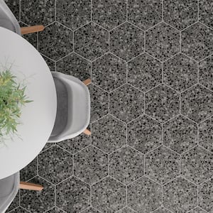 Malati Graphite 12.5 in. x 14.5 in. Matte Porcelain Hexagon Floor and Wall Tile (10.51 sq. ft./Case)