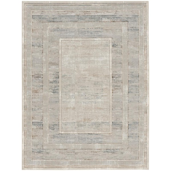 Glam Ivory Multicolor 9 ft. x 12 ft. Contemporary Area Rug