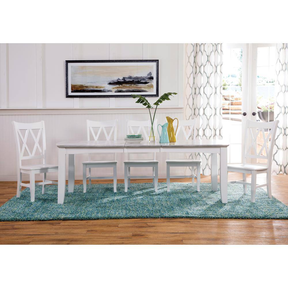 White High Cross Back Wood Side Chair Set