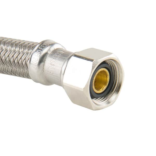 The Plumber's Choice Toilet Connector Water Line 3/8 in. x 7/8 in. Female Compression Balcock Nut Toilet Supply Line 20 in., Braided Stainless Steel NL-27420