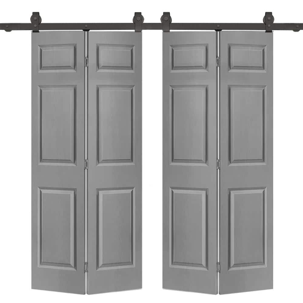 CALHOME 72 In. X 80 In. Hollow Core 6-Panel Light Gray MDF Composite ...