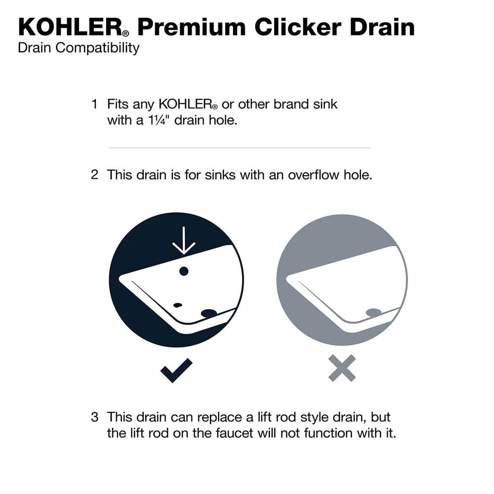 Polished Chrome Metal Clicker Drain with Overflow