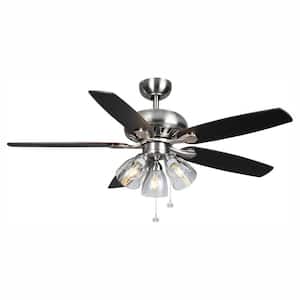 Rockport 52 in. Indoor LED Brushed Nickel Ceiling Fan with Light Kit, Downrod, and 5 Reversible Blades