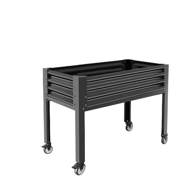 Unbranded 48x24x35 in Large Elevated Galvanized Raised Garden Bed with Legs on Wheels with Drainage Holes for Backyard