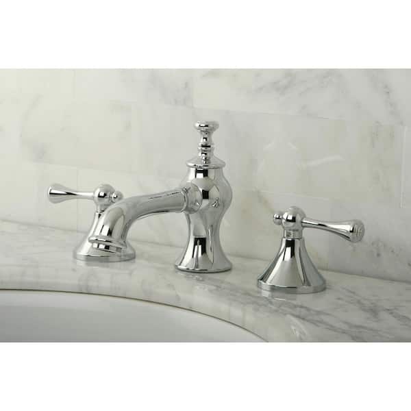 English Lever 8 in. Widespread 2-Handle Mid-Arc Bathroom Faucet in Chrome