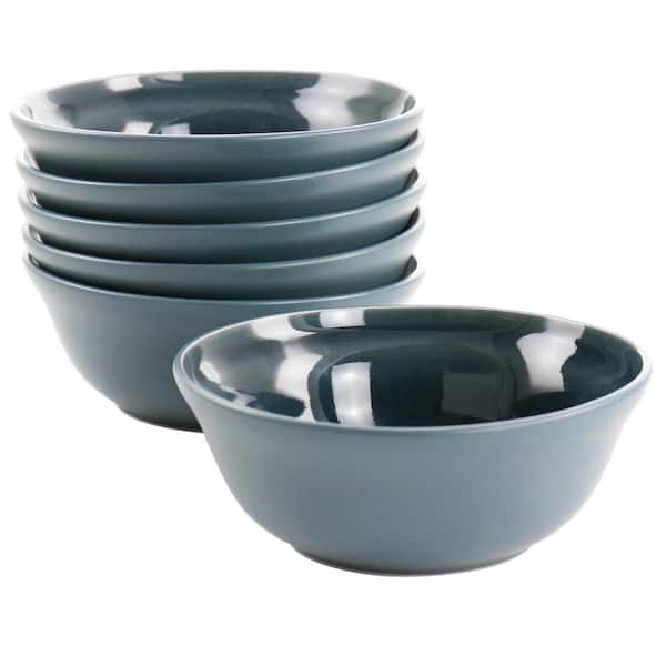 MARTHA STEWART 20 fl. oz. Blue Stoneware Bowl (Set of 6)