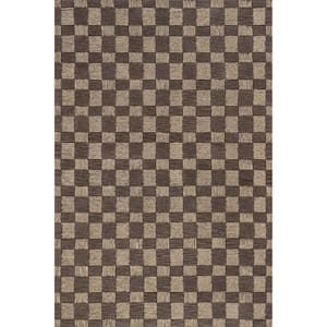 Quince Checkered Wool Grey 10 ft. x 14 ft. Indoor/Outdoor Patio Rug