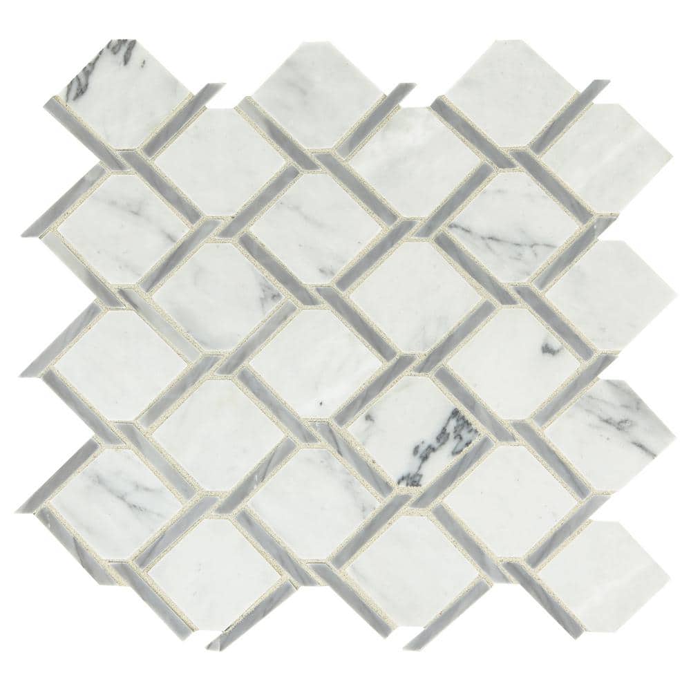 Premier Accents Fog Chain Link 12 in. x 12 in. x 8 mm Stone Mosaic Floor an