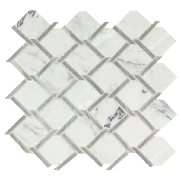 Daltile Premier Accents Fog Chain Link 12 in. x 12 in. x 8 mm Stone Mosaic Floor and Wall Tile (0.72 sq. ft./Each)