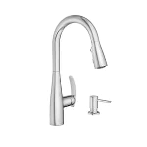 Reyes Single-Handle Pull-Down Sprayer Kitchen Faucet with Reflex and Power Clean in Chrome
