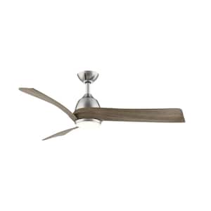 Sarper 52 in. Smart Indoor/Outdoor Brushed Nickel Ceiling Fan with Integrated LED, Remote and Powered by Hubspace