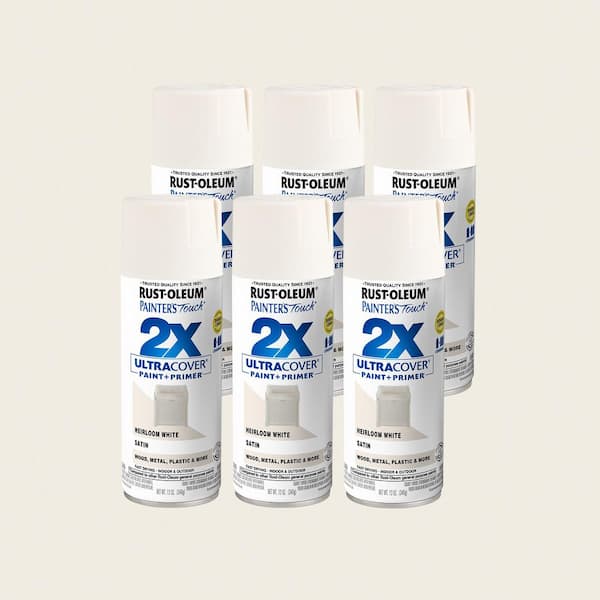 12 oz. Satin Heirloom White General Purpose Spray Paint (6-Pack)