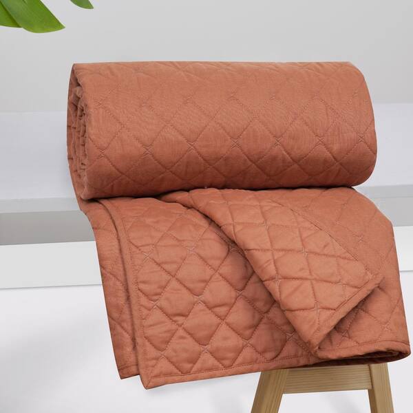 LEVTEX HOME Austin Clay Diamond Quilted Linen/Cotton Throw Blanket