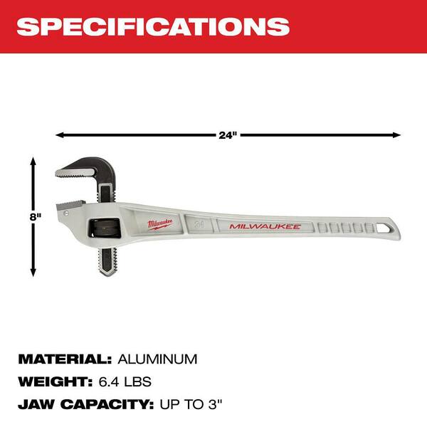 Milwaukee 24 in. Aluminum Offset Pipe Wrench 48-22-7182
