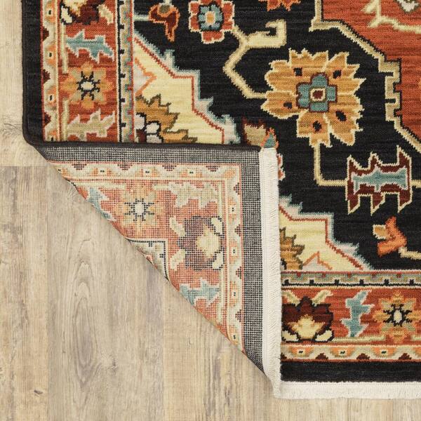 AVERLEY HOME Lillian Black/Red 8 ft. x 11 ft. Medallion