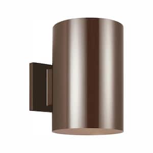Outdoor Cylinders 1-Light Bronze Outdoor Wall Lantern Sconce with LED Bulb