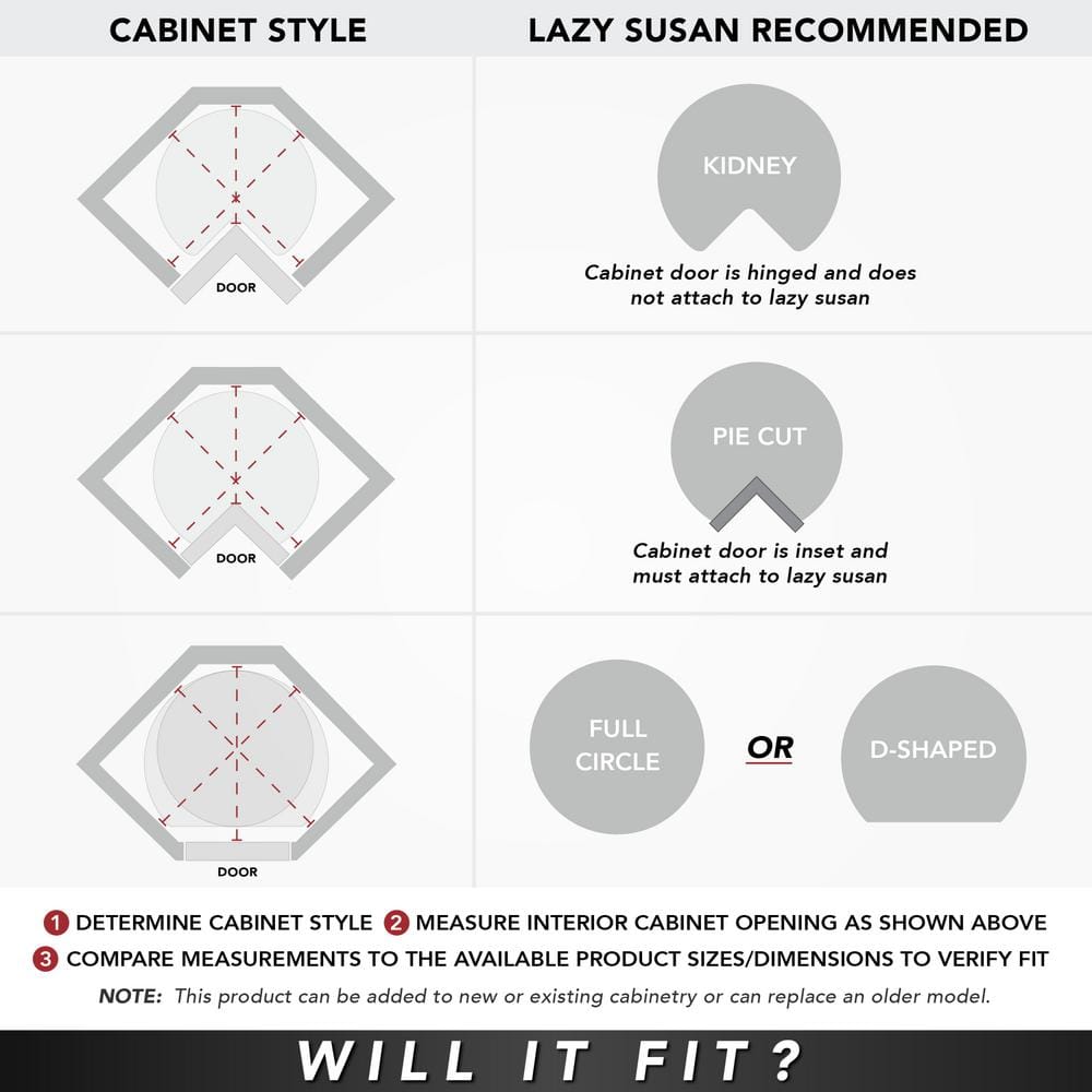 White Polymer 3-Shelf Revolving Lazy Susan for Corner Cabinets