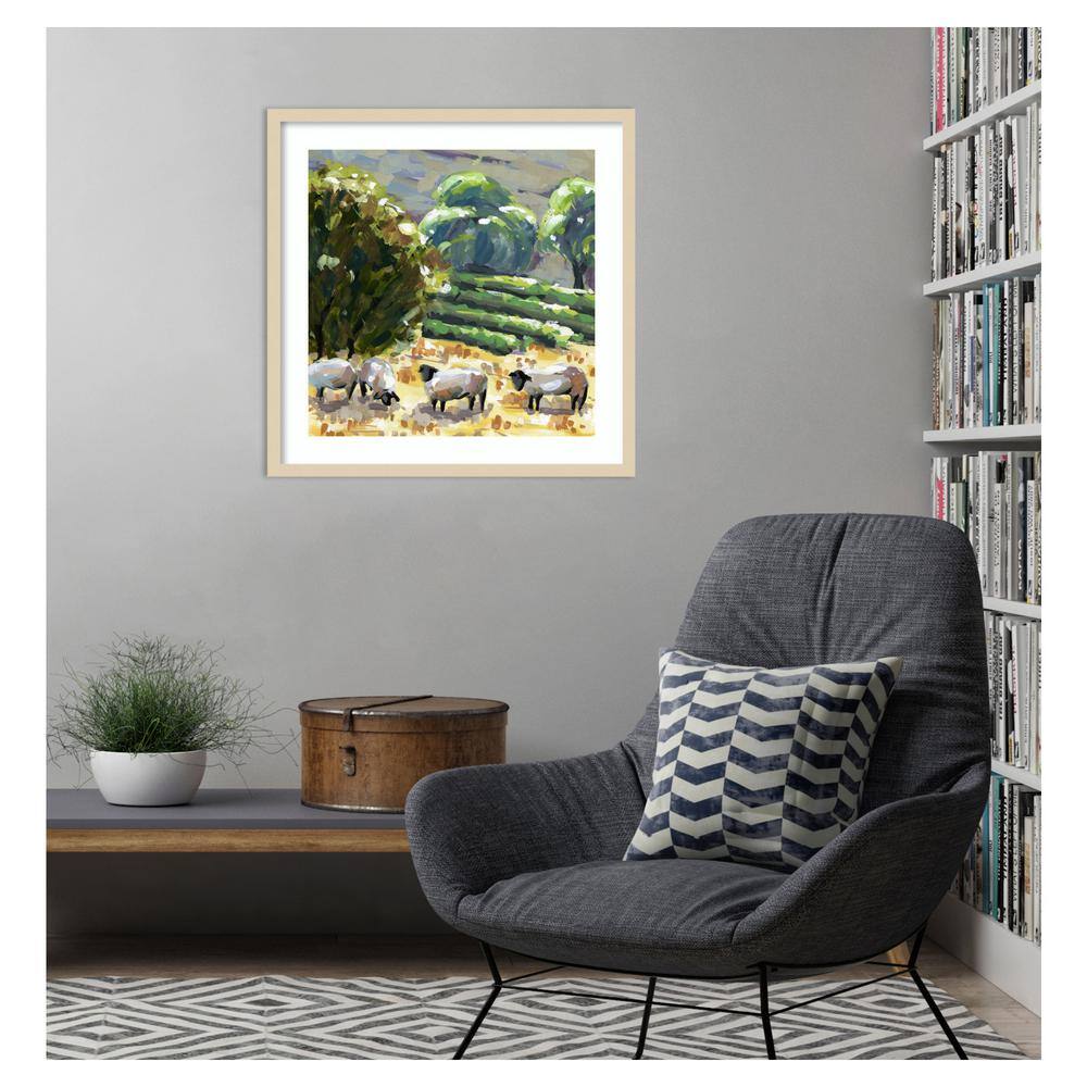 Melissa Wang Sheep in Summer I Natural Wood Framed Print