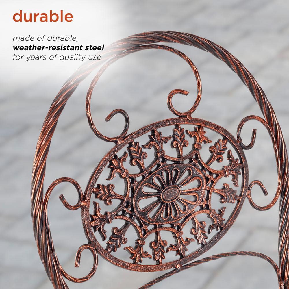 Bronze Floral 3-Piece Metal Outdoor Bistro Set