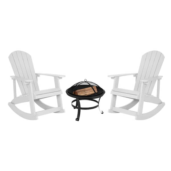 Carnegy Avenue White 3-Piece Plastic Patio Fire Pit Set
