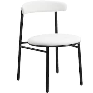 Lume Series Modern Dining Chair Upholstered in Polyester with Powder Coated Steel Legs in White