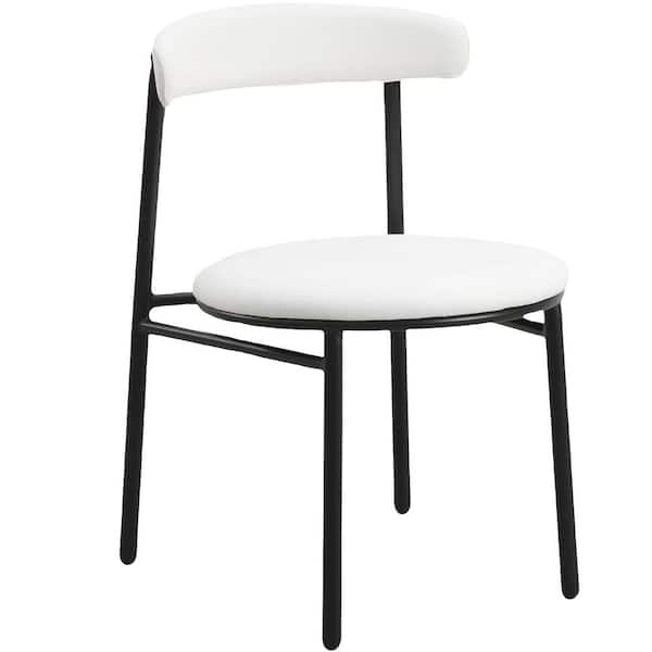 Leisuremod Lume Series Modern Dining Chair Upholstered in Polyester with Powder Coated Steel Legs in White